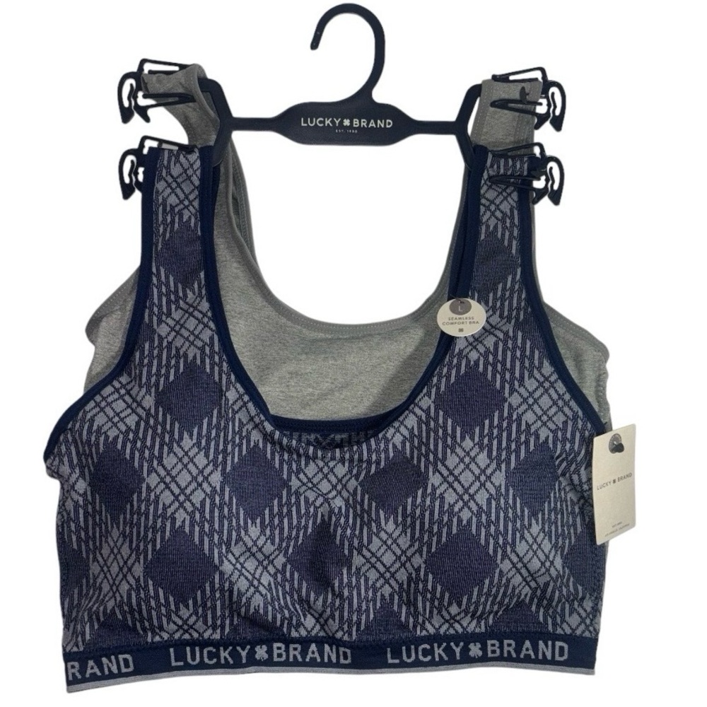 Lucky Brand Bras Seamless Comfort Bras Navy Blue and Gray Size Large Two Pack - Picture 3 of 15